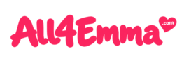 pink all4emma logo with heart badge